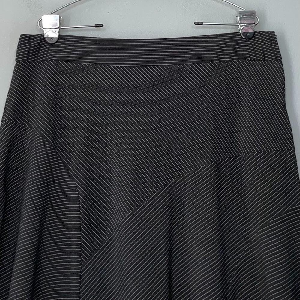 Vintage Y2K Asymmetrical Size 11 12 Black White Pinstripe Skirt Witchy Gothic - Picture 3 of 10